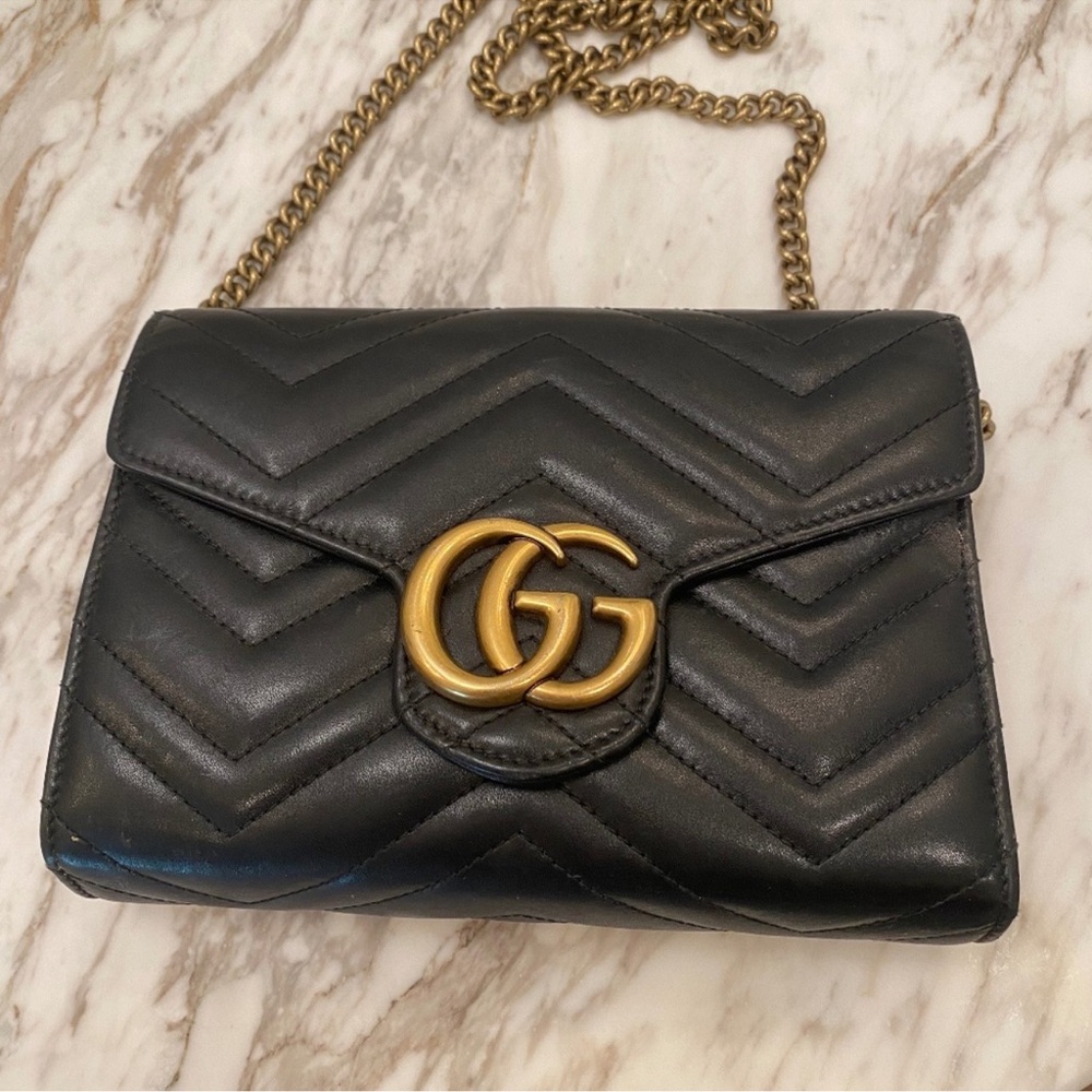 Authentic Gucci GG Matelassé Chevron Mini Bag